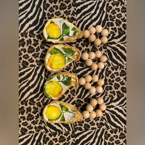 DECOUPAGE OYSTER SHELLS NAPKINS RINGS. - Picture 12 of 12